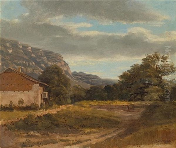 Kleine Landschaft Mit Savoyarischem Haus Oil Painting by Alexandre Calame