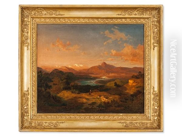 View Of Salzburg Oil Painting by Alexandre Calame