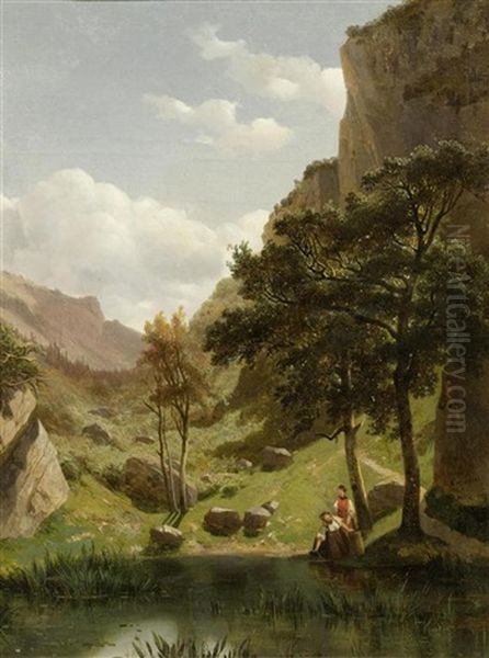 Tal In Den Bergen by Alexandre Calame