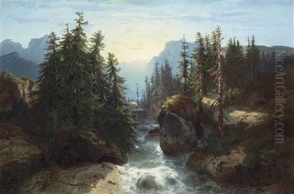 Torrent Des Alpes, Souvenir De La Scheidegg Oil Painting by Alexandre Calame