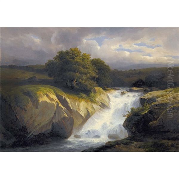 Gewitterlandschaft Mit Wildbach Oil Painting by Alexandre Calame