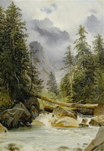 Gebirgsbach Oil Painting by Alexandre Calame