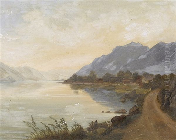 Uferpartie Am Brienzersee Oil Painting by Alexandre Calame