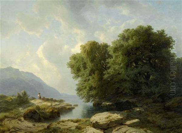 Uferlandschaft Oil Painting by Alexandre Calame