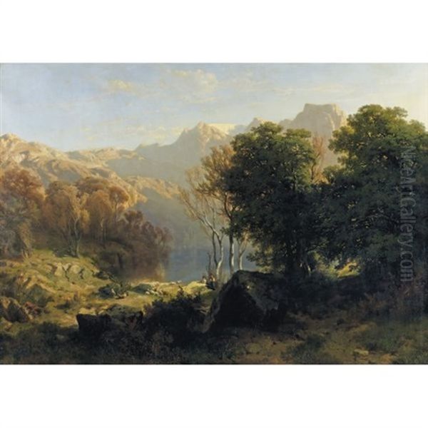 Lac De Lucerne (lake Lucerne) Oil Painting by Alexandre Calame