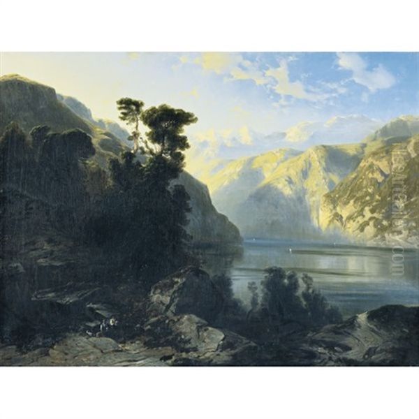 Lac De Uri Avec Le Urirotstock (lake Uri With Urirotstock) Oil Painting by Alexandre Calame