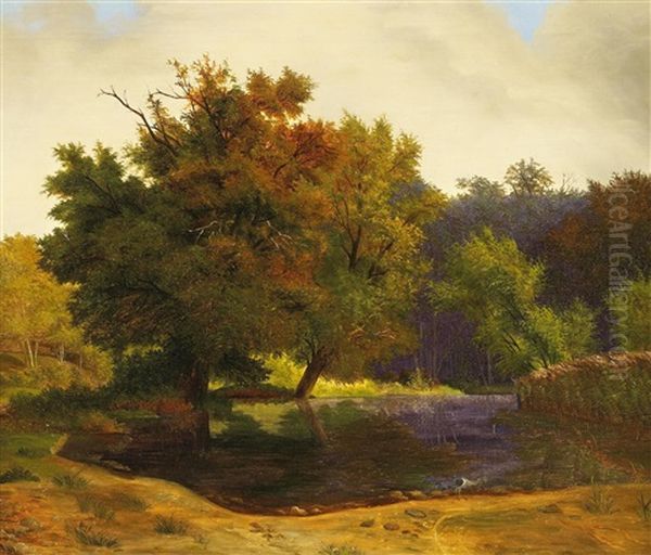 Dammerung Am Waldsee Oil Painting by Alexandre Calame