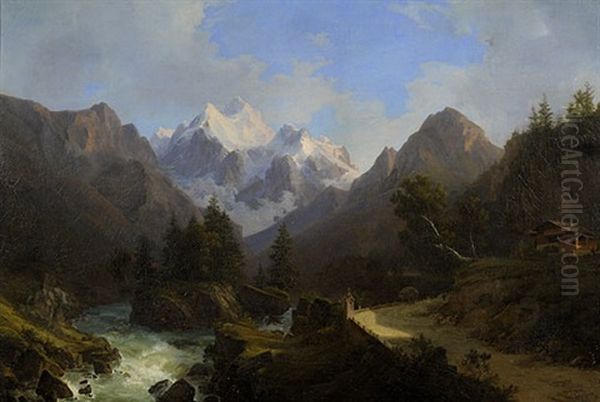 Jungfrau, Silberhorn Oil Painting by Alexandre Calame