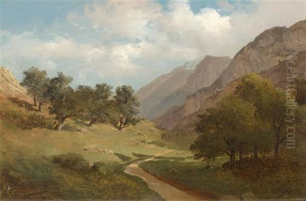 Paysage Au Servas Oil Painting by Alexandre Calame