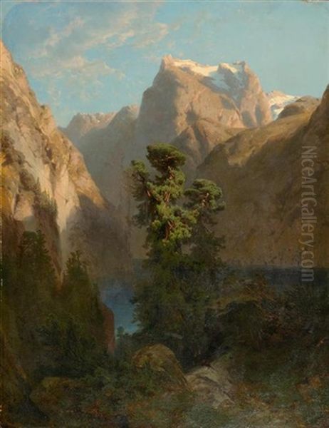 Vierwaldstadtersees Mit Urirotstock Oil Painting by Alexandre Calame