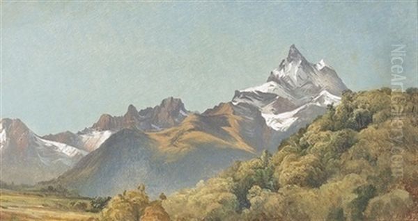 Dents Du Midi Et Aiguille D'argentiere Oil Painting by Alexandre Calame