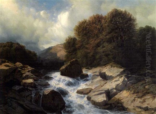 Wildbach Oil Painting by Alexandre Calame