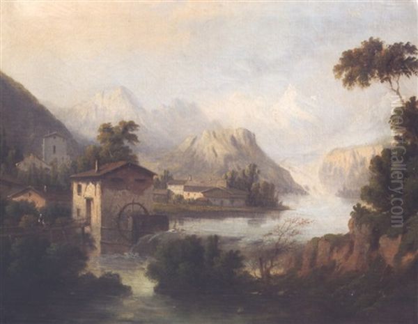 Paysage, La Riviere De L'aar A La Handeck Oil Painting by Alexandre Calame