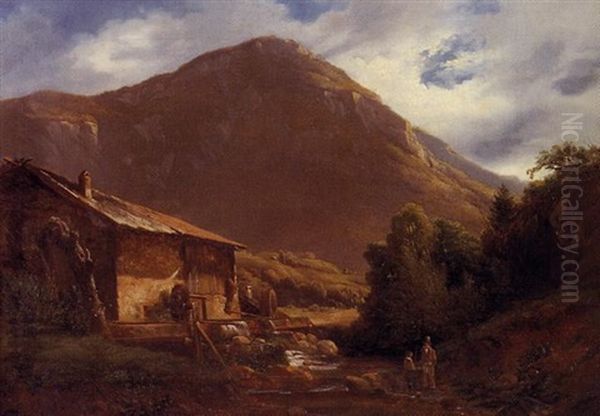 Alte Muhle Oil Painting by Alexandre Calame