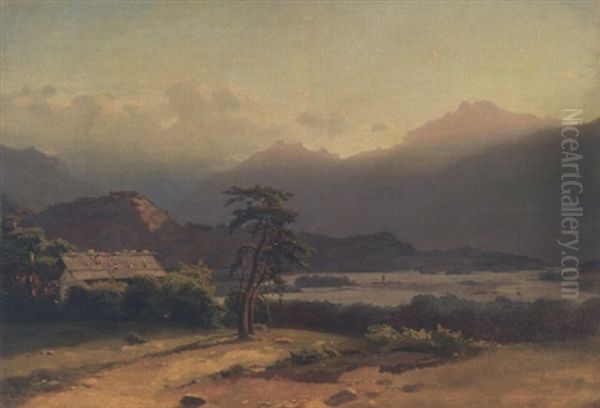 Seichte Flusslandschaft Oil Painting by Alexandre Calame