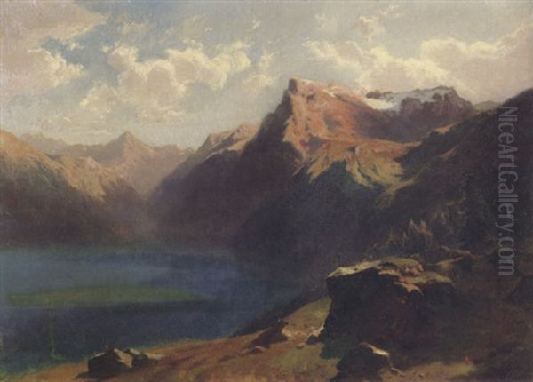 Vierwaldstattersee Mit Urirotstock, Von Seelisberg Aus Gesehen Oil Painting by Alexandre Calame