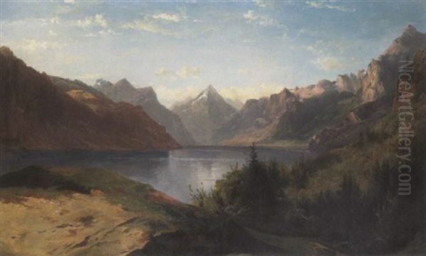 Lac Des Quatre Cantons Oil Painting by Alexandre Calame