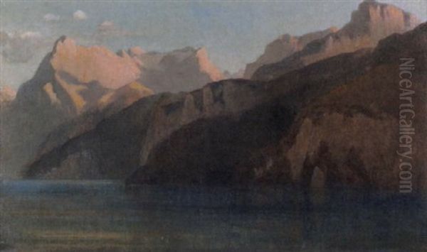 Urnersee Mit Dem Uri-rotstock Oil Painting by Alexandre Calame