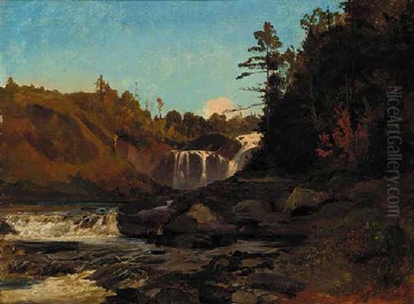 The Waterfall Of La Chaudiere Oil Painting by Alexandre Calame