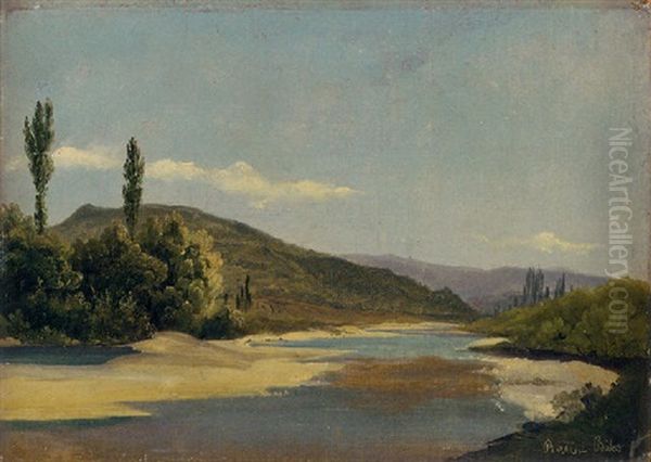 A View Of The River Birse, Near Bale, Switzerland Oil Painting by Alexandre Calame