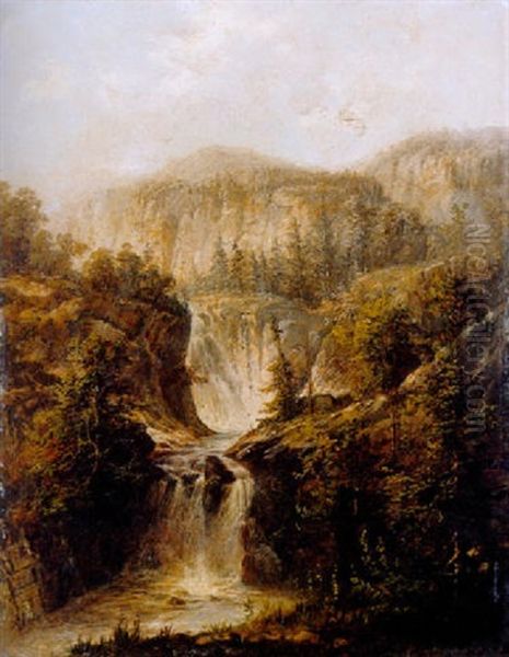 Torrent Dans Un Paysage Suisse Oil Painting by Alexandre Calame