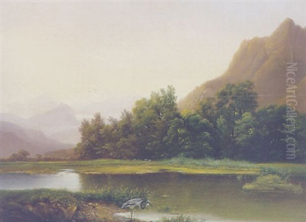 Vue Prise Au Bouveret Oil Painting by Alexandre Calame