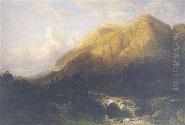 Paysage De Montagne Avec Torrent Oil Painting by Alexandre Calame