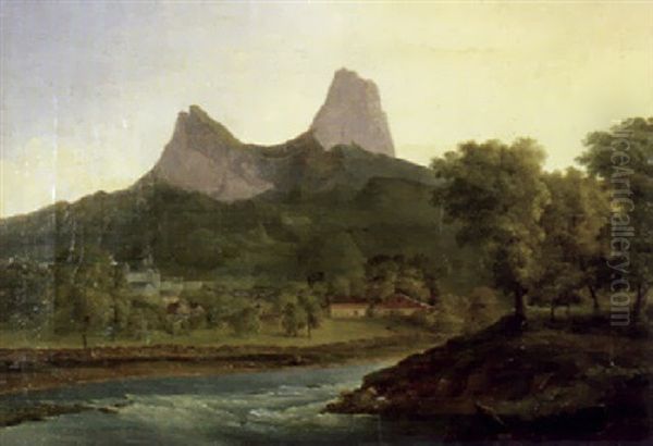 Vuen Prise Entre Saconnex Et Pregny, Effet De Soleil Couchant Oil Painting by Alexandre Calame