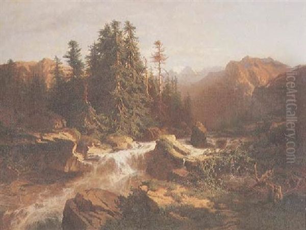 Torrent Des Alpes Oil Painting by Alexandre Calame