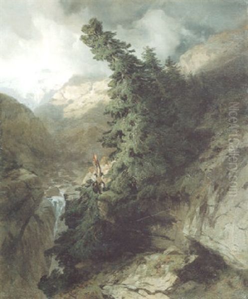 Gewitter Auf Der Handeck Oil Painting by Alexandre Calame