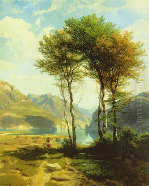 Souvenir De Lac Des Quatre-cantons Oil Painting by Alexandre Calame