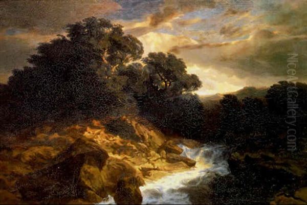 Chenes, Torrent Oil Painting by Alexandre Calame