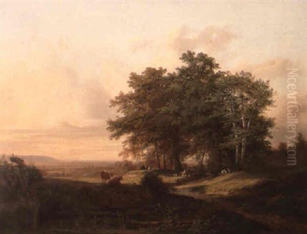 Weite Landschaft Mit Hirten Oil Painting by Alexandre Calame