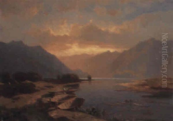 Seeufer Oil Painting by Alexandre Calame