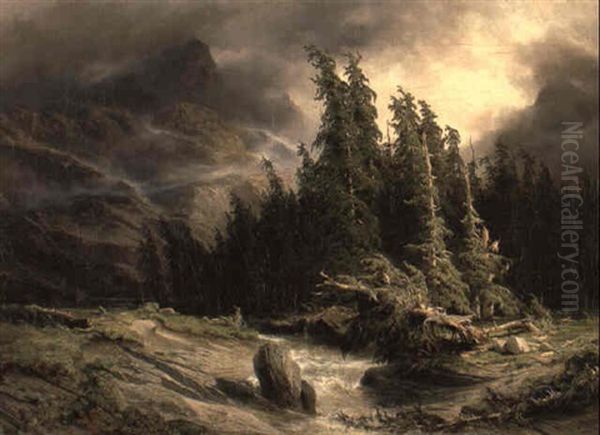 Landschaft Oil Painting by Alexandre Calame