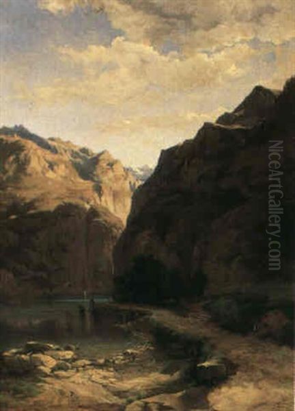 Lac Des Quatre-cantons Oil Painting by Alexandre Calame