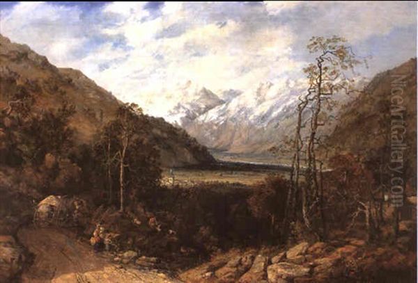 Schweizer Gebirgstal Oil Painting by Alexandre Calame