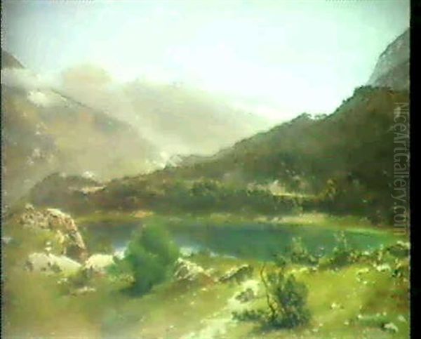 Bergsee Oil Painting by Alexandre Calame