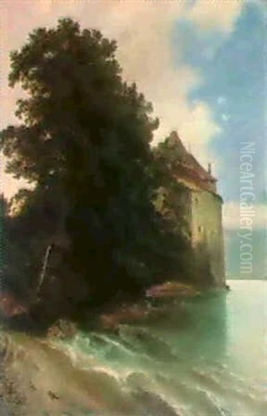 Le Chateau De Chillon Oil Painting by Alexandre Calame