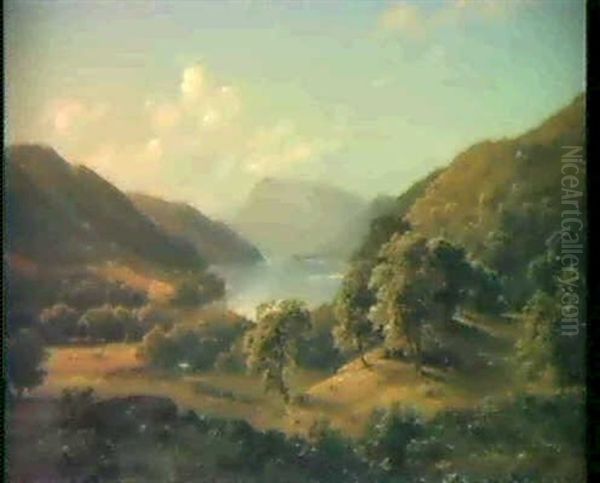 Tallandschaft Mit See Oil Painting by Alexandre Calame