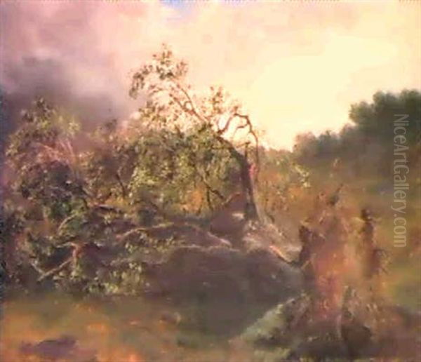 Arbre Tombe Oil Painting by Alexandre Calame