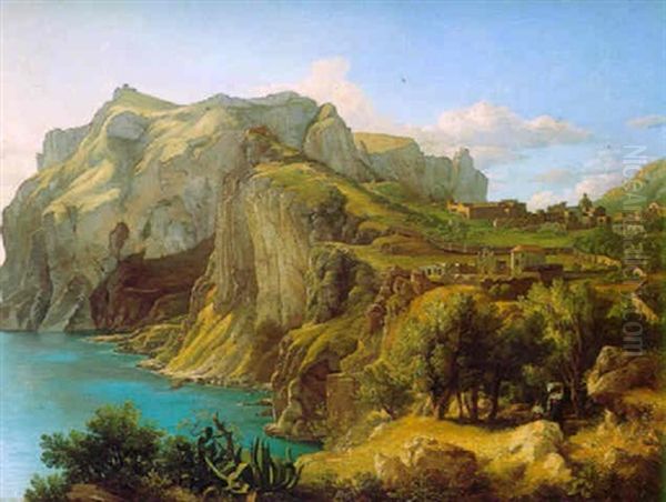 Vue D'ischia Oil Painting by Charles Eduard Calame