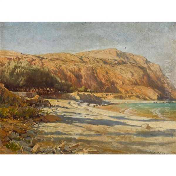 Sudliche Kustenlandschaft Oil Painting by Jean-Baptiste-Arthur Calame