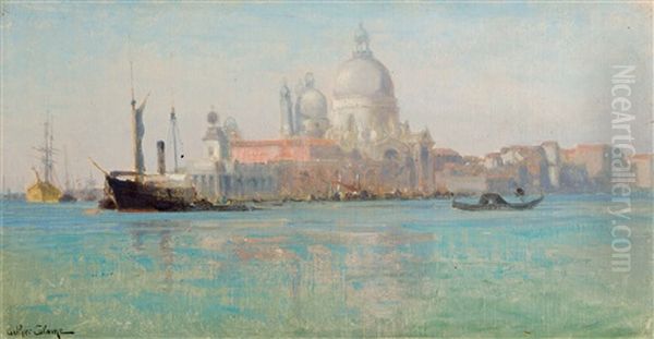 Venedig, Blick Auf Die Basilica Santa Maria Della Salute Oil Painting by Jean-Baptiste-Arthur Calame