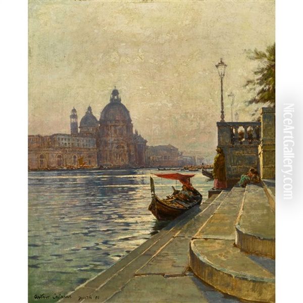 Blick Auf Santa Maria Della Salute Am Canal Grande Oil Painting by Jean-Baptiste-Arthur Calame