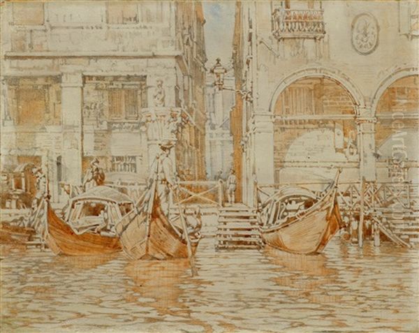 Venedig Oil Painting by Jean-Baptiste-Arthur Calame