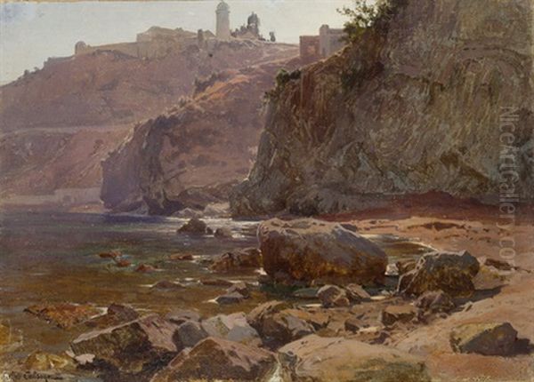 Mediterrane Kustenlandschaft Oil Painting by Jean-Baptiste-Arthur Calame