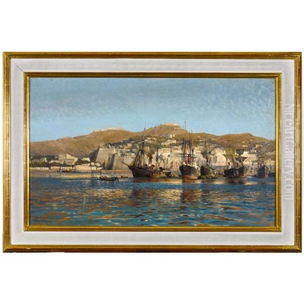 Vue Du Port Oil Painting by Jean-Baptiste-Arthur Calame