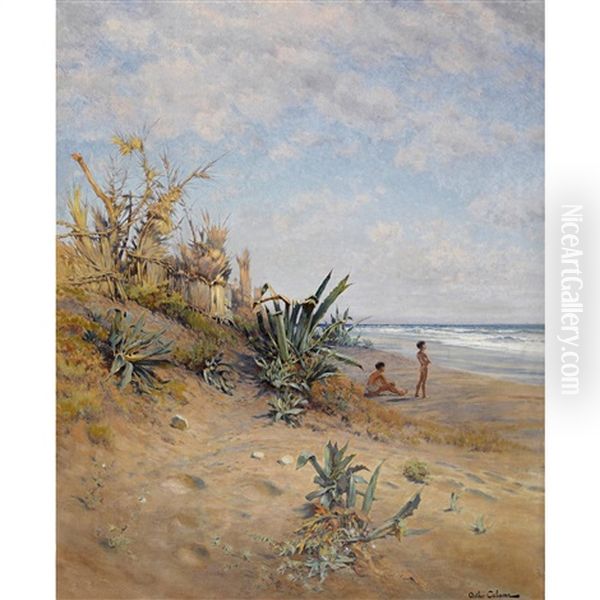 Dunes De Ventimiglia Oil Painting by Jean-Baptiste-Arthur Calame