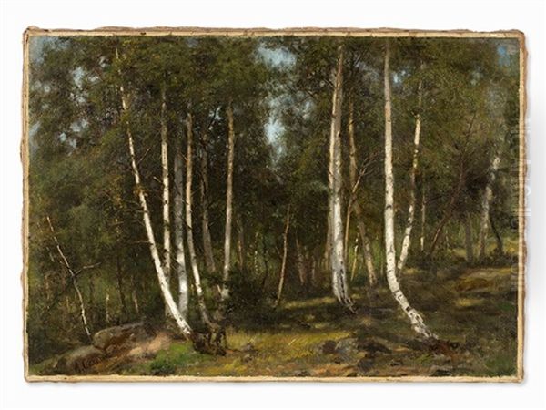 Birch Forest Oil Painting by Jean-Baptiste-Arthur Calame